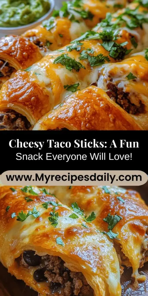 Transform your taco night with Cheesy Taco Sticks! These innovative snacks blend classic taco flavors with the convenience of crescent roll dough, making them perfect for gatherings or family meals. Featuring seasoned ground beef, melty cheese, and colorful fillings, these sticks are as fun to make as they are to eat. Plus, they’re easily customizable to suit everyone’s taste. Get ready to impress your guests with this delicious twist on a taco favorite!