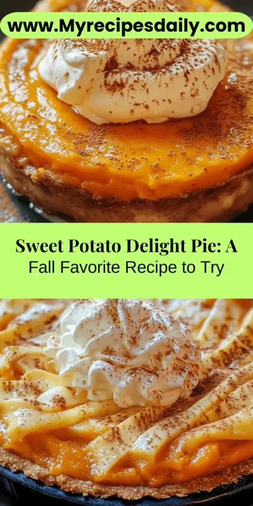 Discover the perfect fall dessert with Sweet Potato Delight Pie. This recipe highlights the rich, creamy texture of sweet potatoes, making a delightful twist on the classic. Packed with vitamins and a depth of flavor from warm spices, this pie is a healthier alternative to pumpkin pie. Easy to make, it features a silky filling and can be served with whipped cream or ice cream. Embrace the autumn season with this comforting treat that will surely impress at any gathering.