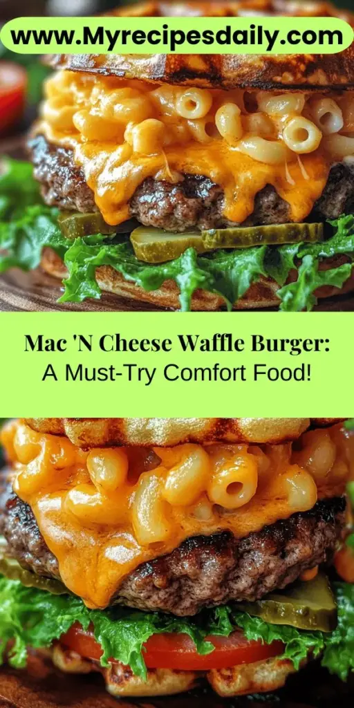 Indulge in a culinary adventure with the Mac 'N Cheese Waffle Burger, where comfort meets creativity! This mouthwatering dish combines layers of juicy burger patty, crispy waffle buns, and creamy mac 'n cheese for a delightful fusion of flavors and textures. Perfect for casual gatherings or special occasions, it caters to various dietary preferences, ensuring everyone can enjoy this delicious treat. Get ready to impress your friends and family with this crowd-pleaser!