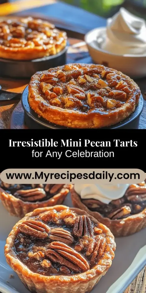 Indulge in the delightful world of mini pecan tarts! These bite-sized treats feature a buttery crust filled with rich, gooey pecans for a perfect blend of sweetness and crunch. Ideal for any occasion, from holiday gatherings to casual family dinners, they're sure to impress. Plus, they offer a tasty way to enjoy the health benefits of pecans! Try this easy recipe that brings Southern charm to your dessert table. #MiniPecanTarts #DessertRecipe #BakingJoy #SouthernTreats #PecanDelight #SweetTooth