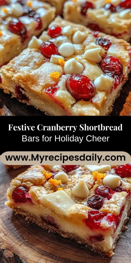 Get ready to celebrate the holidays with these Festive Cranberry Shortbread Bars! Combining buttery shortbread with tart cranberries and a hint of citrus, these bars are perfect for dessert tables or as thoughtful gifts. Easy to make and deliciously satisfying, they embody the spirit of festive baking. Discover the ideal balance of flavors and elevate your holiday gatherings with this delightful treat! #CranberryShortbread #HolidayBaking #FestiveTreats #DessertRecipe #BakingJoy