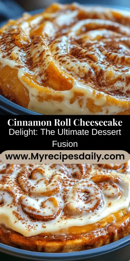 Indulge in the ultimate dessert experience with the Cinnamon Roll Cheesecake Delight! This heavenly fusion combines warm, fluffy cinnamon rolls with rich, creamy cheesecake, creating a perfect centerpiece for any occasion. Perfect for brunches or special gatherings, this delectable treat is sure to impress your loved ones. Get ready to savor every bite of this unforgettable dessert! #CinnamonRoll #Cheesecake #DessertLovers #Baking #SweetTreats #FusionDessert #Foodie