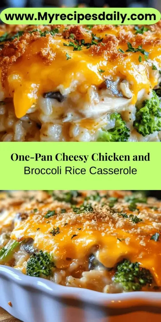 Indulge in the cozy comfort of Cheesy Chicken & Broccoli Rice Delight! This casserole combines tender chicken, nutritious broccoli, and hearty brown rice, all coated in a creamy, cheesy sauce. Perfect for busy weeknights, it's a delicious way to nourish your family with essential proteins and vitamins. Easy to prepare and packed with flavor, this dish is sure to become a family favorite. Try it out tonight! #Casserole #ComfortFood #HealthyEating #DinnerIdeas #FamilyMeals #EasyRecipes