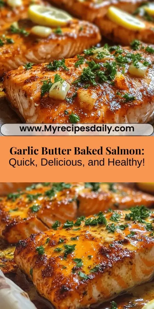 Discover the joy of cooking with this Garlic Butter Baked Salmon recipe that's both nutritious and delicious! Ready in under 30 minutes, this simple dish combines the rich flavors of salmon, garlic, and butter, elevated with fresh herbs and lemon. Packed with omega-3s and other nutrients, it's a perfect choice for a healthy meal. Explore the benefits of salmon and how to select the freshest fillets for your next dinner. #SalmonRecipe #HealthyEating #QuickMeals #Seafood #Omega3 #CookingTips