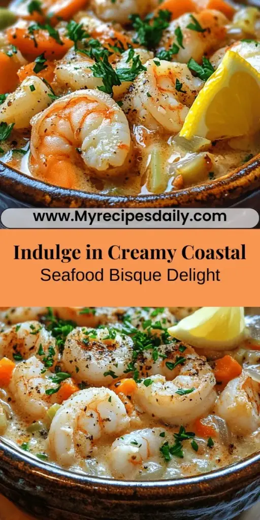 Indulge in the rich flavors of a creamy coastal seafood bisque, perfect for any occasion. This luxurious soup combines fresh seafood like shrimp, scallops, and crab with aromatic vegetables and herbs for a comforting yet sophisticated dish. Easy enough for home cooks, this recipe invites you to create a velvety bisque that impresses guests and warms you on chilly days. Discover the joy of crafting this delightful meal and enjoy a taste of the ocean!