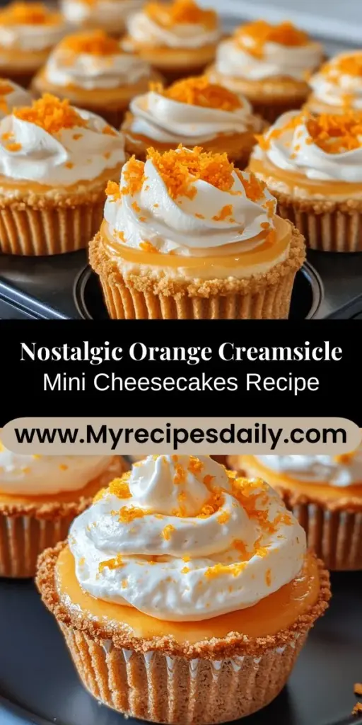 Dive into summer nostalgia with these delicious Orange Creamsicle Mini Cheesecakes, a perfect blend of creamy cheesecake and refreshing orange flavor. These mini treats not only look stunning but are also easy to serve, making them ideal for gatherings, barbecues, or special occasions. With a crunch from the graham cracker crust and a vibrant citrus kick, they offer a delightful sweet experience that everyone will love. Create these charming desserts to evoke sweet memories!