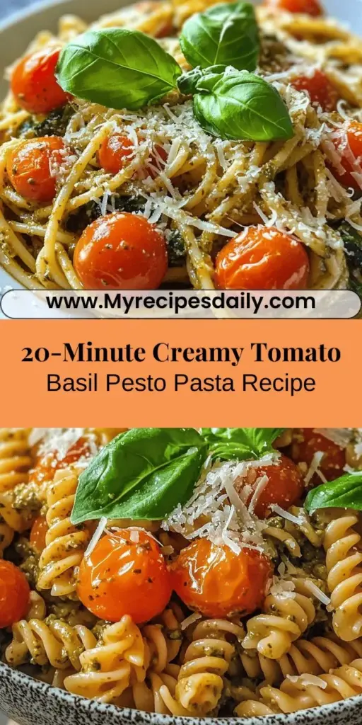 Discover the joy of cooking with this 20 Minute Creamy Tomato Basil Pesto Pasta recipe! Perfect for busy evenings, this dish combines fresh ingredients like cherry tomatoes, basil pesto, and heavy cream to create a rich and flavorful meal in no time. Ideal for weeknight dinners or casual gatherings, it’s packed with nutrients from whole grain pasta and spinach. Say goodbye to bland takeout and bring quick culinary delights to your table with this easy, satisfying pasta dish!