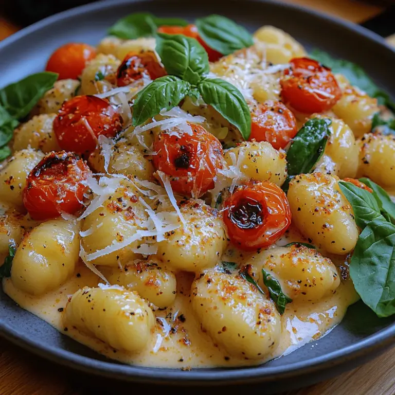 If you're searching for a dish that embodies comfort, richness, and a burst of flavor, look no further than creamy roasted garlic and tomato gnocchi. This delightful dish combines the soft, pillowy texture of gnocchi with the irresistible flavors of roasted garlic and sweet cherry tomatoes, creating a culinary experience that is as satisfying as it is delicious. The creaminess of the sauce beautifully envelops each piece of gnocchi, making it a perfect choice for a cozy dinner at home or an impressive dish to serve guests.