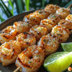 If you're looking for a dish that transports you straight to a sun-kissed beach, the Tropical Paradise Coconut Lime Shrimp Skewers are exactly what you need. This dish is not only visually stunning, with its vibrant colors and enticing aromas, but it also bursts with tropical flavors that evoke memories of summer vacations and warm evenings. The combination of succulent shrimp, creamy coconut milk, and zesty lime creates a delightful harmony that tantalizes the taste buds.