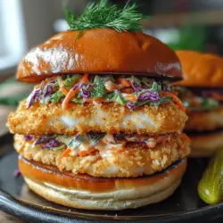 In recent years, homemade fish sandwiches have surged in popularity, captivating both seasoned cooks and kitchen novices alike. The appeal lies not only in their delightful flavors but also in their versatility and the opportunity for culinary creativity. Among these delectable offerings is the Crispy Fish Sandwich Delight, a recipe that stands out for its harmonious blend of crispy, golden-brown fish, a refreshing and vibrant slaw, all nestled between two soft brioche buns. This sandwich is not just a meal; it’s an experience that brings together textures and tastes in every bite.