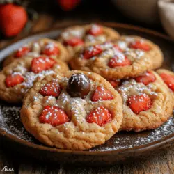Strawberry Kiss Cookies are a delightful treat that perfectly marries the sweetness of fresh strawberries with the rich, chocolaty goodness of chocolate kisses. These cookies not only appeal to the taste buds but also to the eyes, making them an enchanting addition to any dessert table. The vibrant pink hues of the strawberries, combined with the glossy chocolate kisses, create a visually stunning cookie that is sure to impress friends and family alike.