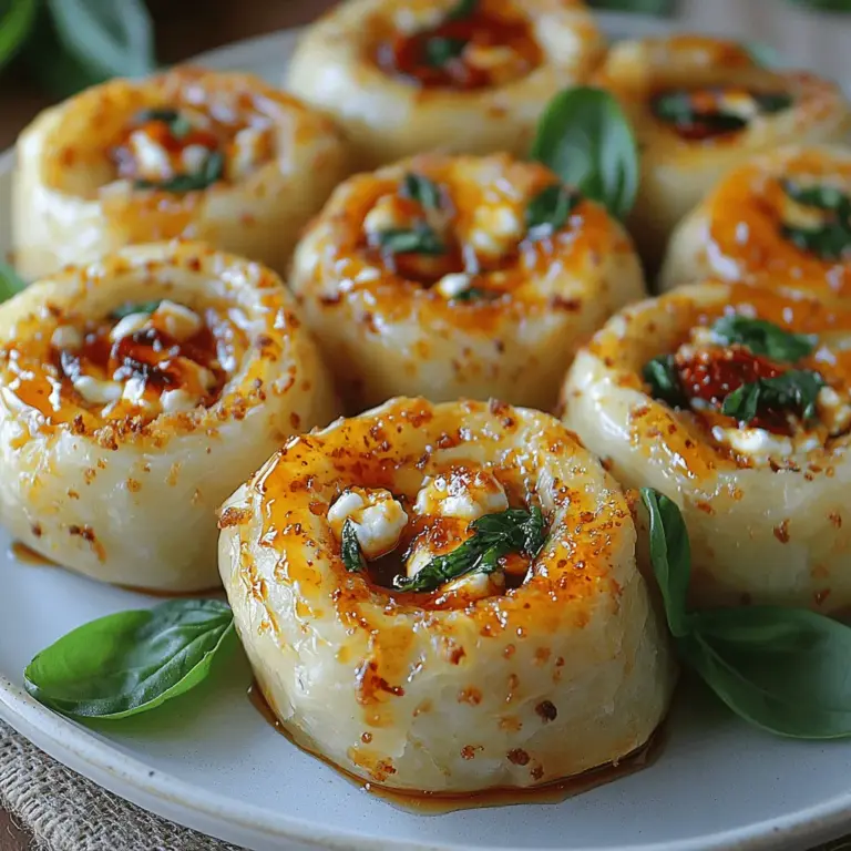 If you're in search of a delectable appetizer that combines crispy textures with rich, savory flavors, look no further than Crispy Oven-Fried Feta Rolls with Sweet Chili Honey. This dish is a delightful fusion of crunchy phyllo pastry and an indulgent filling made from creamy feta cheese, fresh spinach, and tangy sun-dried tomatoes. Each bite offers a satisfying crunch, followed by the savory goodness of the filling, all beautifully enhanced by a drizzle of sweet and spicy chili honey that takes the overall experience to new heights.