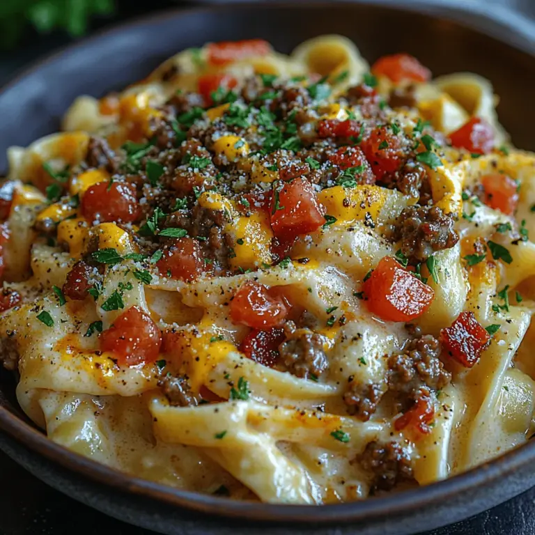 Fusion cuisine is a delightful culinary trend that brings together the best of various culinary traditions, creating unique dishes that tantalize the taste buds. At the heart of this delicious movement lies the Loaded Bacon Cheeseburger Alfredo Pasta, a brilliant combination of two beloved comfort foods: the rich, creamy Italian Alfredo pasta and the hearty American cheeseburger. This dish takes the essence of both worlds and melds them into a single, indulgent experience that is sure to please anyone at the dinner table.