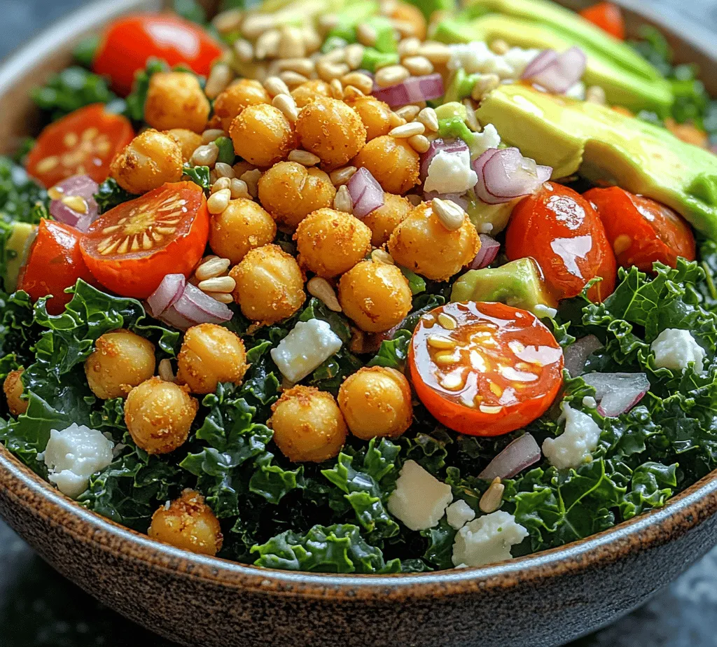 In recent years, there has been a significant shift in dietary preferences, with more people gravitating towards plant-based diets and healthier eating habits. This trend is not just a fleeting fad; it's a lifestyle change fueled by a growing awareness of the health benefits associated with consuming more fruits, vegetables, legumes, and whole grains. As individuals seek to enhance their well-being while enjoying delicious meals, salads have become a staple on the dining table. Among the myriad of salad options available, the <strong>Crunchy Chickpea & Kale Fiesta Salad</strong> stands out as a vibrant, nutritious choice that’s perfect for any occasion.” /></p>
</p>
<h3>Step-by-Step Guide to Making Crunchy Chickpea & Kale Fiesta Salad</h3>
</p>
<h4>Preparing the Crispy Chickpeas</h4>
</p>
<p>The star of our Crunchy Chickpea & Kale Fiesta Salad is undoubtedly the crispy chickpeas. These little powerhouses not only add a delightful crunch but also a healthy protein boost. Preparing them correctly is crucial to achieving that perfect texture.</p>
</p>
<p>1. <strong>Preheat the Oven</strong>: Start by preheating your oven to 400°F (200°C). This high temperature is essential for roasting the chickpeas to a crispy finish.</p>
</p>
<p>2. <strong>Rinse and Drain</strong>: Take one can of chickpeas (about 15 ounces), drain them in a colander, and rinse thoroughly under cold water. This removes excess sodium and helps the chickpeas crisp up better.</p>
</p>
<p>3. <strong>Dry the Chickpeas</strong>: Spread the rinsed chickpeas on a clean kitchen towel or paper towels. Pat them dry gently to remove as much moisture as possible. This step is vital because any residual water will steam the chickpeas instead of roasting them.</p>
</p>
<p>4. <strong>Season the Chickpeas</strong>: Transfer the dried chickpeas to a mixing bowl. Drizzle with 1-2 tablespoons of olive oil, then add spices for flavor. A simple blend of 1 teaspoon of smoked paprika, 1 teaspoon of garlic powder, and a pinch of salt works wonderfully. Feel free to adjust the spices to your liking.</p>
</p>
<p>5. <strong>Bake</strong>: Spread the seasoned chickpeas in a single layer on a baking sheet lined with parchment paper. Bake for 25-30 minutes, shaking the pan halfway through to ensure even cooking. The chickpeas should be golden brown and crunchy when ready. Keep an eye on them to avoid burning.</p>
</p>
<p>6. <strong>Cool</strong>: Once baked, remove them from the oven and allow them to cool slightly. They will continue to crisp up as they cool.</p>
</p>
<h4>Massaging the Kale</h4>
</p>
<p>Massaging kale is a transformative technique that enhances both its flavor and texture, making it more palatable and enjoyable in salads.</p>
</p>
<p>1. <strong>Choose Fresh Kale</strong>: Select a bunch of fresh kale, preferably Lacinato or curly kale. These varieties are hearty and hold up well in salads.</p>
</p>
<p>2. <strong>Prepare the Kale</strong>: Remove the tough stems from the kale leaves and tear them into bite-sized pieces. This makes them easier to chew and digest.</p>
</p>
<p>3. <strong>Add Oil and Salt</strong>: Place the torn kale leaves in a large bowl. Drizzle with 1 tablespoon of olive oil and sprinkle with a pinch of salt.</p>
</p>
<p>4. <strong>Massage the Kale</strong>: Using your hands, gently massage the kale leaves for about 2-3 minutes. This involves squeezing and rubbing the leaves, which helps break down the fibrous structure. You’ll notice a change in color and texture – the leaves will become darker and softer.</p>
</p>
<p>5. <strong>Check for Readiness</strong>: The kale is ready when it feels tender to the touch but still has a slight crunch. It should be vibrant and less bitter, making it a perfect base for your salad.</p>
</p>
<h4>Combining the Salad Ingredients</h4>
</p>
<p>Now that you have your crispy chickpeas and massaged kale ready, it’s time to bring everything together into a delicious salad.</p>
</p>
<p>1. <strong>Gather Additional Ingredients</strong>: In addition to the chickpeas and kale, gather your other salad components. Recommended ingredients include:</p>
<p>– 1 cup of cherry tomatoes, halved</p>
<p>– 1/2 cup of diced cucumber</p>
<p>– 1/4 cup of red onion, thinly sliced</p>
<p>– 1/2 cup of crumbled feta cheese (optional, can be omitted for a vegan option)</p>
<p>– Fresh herbs like parsley or cilantro for garnish</p>
</p>
<p>2. <strong>Mix Salad Ingredients</strong>: In a large salad bowl, combine the massaged kale, crispy chickpeas, cherry tomatoes, cucumber, red onion, and any additional ingredients you desire.</p>
</p>
<p>3. <strong>Balancing Flavors</strong>: To ensure a balanced mix of flavors, consider the sweetness of the tomatoes, the crunch of the cucumber, and the saltiness of the feta. Adjust the ratio of ingredients based on your personal taste preferences.</p>
</p>
<h4>Crafting the Perfect Dressing</h4>
</p>
<p>The dressing is crucial for tying all the flavors together in your salad. A vibrant, well-emulsified dressing will coat each ingredient beautifully.</p>
</p>
<p>1. <strong>Basic Vinaigrette Recipe</strong>: In a small bowl or jar, combine 3 tablespoons of olive oil, 2 tablespoons of lemon juice (freshly squeezed for the best flavor), 1 teaspoon of Dijon mustard, and a pinch of salt and pepper.</p>
</p>
<p>2. <strong>Emulsify</strong>: Whisk the ingredients together until well combined. If using a jar, simply put the lid on and shake vigorously. Emulsification is important as it ensures that the oil and vinegar combine, creating a smooth dressing that evenly coats the salad.</p>
</p>
<p>3. <strong>Alternative Dressing Options</strong>: For those with different dietary needs, consider alternatives:</p>
<p>– <strong>Vegan Option</strong>: Omit the Dijon mustard and replace it with maple syrup for a touch of sweetness.</p>
<p>– <strong>Creamy Dressing</strong>: Blend 1/4 cup of tahini with lemon juice, garlic, and warm water to create a creamy dressing that’s deliciously nutty.</p>
</p>
<p>4. <strong>Taste and Adjust</strong>: Before adding the dressing to your salad, taste it. You can adjust the acidity by adding more lemon juice or sweetness with a touch of honey or agave syrup.</p>
</p>
<h3>Serving Suggestions and Variations</h3>
</p>
<p>This Crunchy Chickpea & Kale Fiesta Salad is versatile and can be served in various ways to suit your meal needs.</p>
</p>
<p>1. <strong>Main Dish or Side</strong>: This salad can stand alone as a nutritious main dish, perfect for lunch or dinner. Alternatively, serve it as a side dish alongside grilled meats, fish, or other plant-based proteins.</p>
</p>
<p>2. <strong>Dietary Variations</strong>:</p>
<p>– For a <strong>vegan adaptation</strong>, simply omit the feta cheese or replace it with a vegan cheese alternative.</p>
<p>– For <strong>gluten-free options</strong>, this salad is naturally gluten-free, making it suitable for those with gluten sensitivities.</p>
</p>
<p>3. <strong>Protein Additions</strong>: Boost the protein content by adding cooked quinoa, grilled chicken, or tofu. These additions make the salad even more filling and nutritious.</p>
</p>
<p>4. <strong>Seasonal Variations</strong>: Customize the salad based on seasonal ingredients. In the summer, add fresh corn and bell peppers, while in the fall, consider roasted butternut squash or apples for a different flavor profile.</p>
</p>
<h3>Storage and Meal Prep Tips</h3>
</p>
<p>To keep your Crunchy Chickpea & Kale Fiesta Salad fresh and delicious, follow these storage and meal prep tips:</p>
</p>
<p>1. <strong>Storing Leftovers</strong>: Store any leftover salad in an airtight container in the refrigerator. To preserve the crunchiness of the chickpeas, it’s best to keep them separate from the salad mix.</p>
</p>
<p>2. <strong>Keeping it Fresh</strong>: For optimal freshness, consume the salad within 2-3 days. The massaged kale can wilt over time, so it’s best enjoyed fresh.</p>
</p>
<p>3. <strong>Meal Prepping Components</strong>: Prepare the salad components separately for easy assembly throughout the week. Roast a batch of chickpeas, massage the kale, and chop your veggies ahead of time. Store them in individual containers in the fridge for quick access.</p>
</p>
<p>4. <strong>Quick Assembly</strong>: When you’re ready to eat, simply combine the components, add the dressing, and enjoy a delicious, freshly made salad in minutes.</p>
</p>
<h3>Conclusion</h3>
</p>
<p>The Crunchy Chickpea & Kale Fiesta Salad is not only a feast for the eyes but also a powerhouse of nutrition. Packed with protein from chickpeas, vitamins from kale, and a variety of other fresh ingredients, this salad is a perfect choice for anyone looking to incorporate more wholesome meals into their diet.</p>
</p>
<p>Explore the endless variations of this recipe and enjoy the health benefits it brings. Whether you’re enjoying it as a main dish or a side, this salad is sure to impress. We encourage you to try this recipe and share your experiences or any creative twists you’ve added to make it your own. Happy salad-making!</p>
</div>
