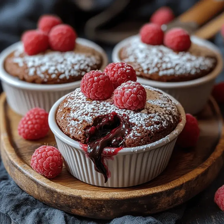 Welcome to the delightful world of dessert-making, where every bite can transport you into a realm of sweetness and joy. Today, we dive into an exquisite treat that perfectly embodies indulgence: Dark Chocolate Raspberry Lava Cakes. These enchanting little cakes are not just desserts; they are an experience—each bite reveals a rich, molten center that flows like warm chocolate silk, complemented by the refreshing tartness of fresh raspberries.