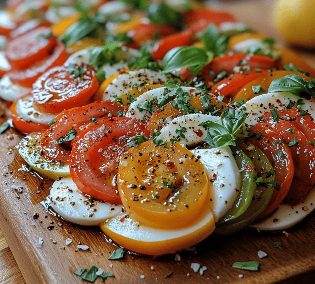 Caprese salad, a quintessential dish hailing from the sun-kissed shores of Italy, embodies the essence of simplicity and freshness in Italian cuisine. Traditionally made with ripe tomatoes, fresh mozzarella, basil, olive oil, and a sprinkle of salt, this dish celebrates the vibrant flavors of its ingredients. The origins of Caprese can be traced back to the island of Capri, where it was enjoyed as a refreshing appetizer or light meal, particularly favored by locals and tourists alike during the warm summer months. The beauty of Caprese lies not just in its taste but also in its vibrant colors, which echo the Italian flag—red, white, and green.