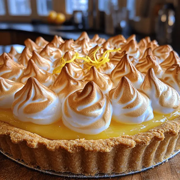 Lemon Meringue Pie is a beloved classic dessert that has graced tables for generations. This delightful pie showcases a harmonious balance of tangy lemon filling and fluffy, cloud-like meringue, making it a favorite for many dessert lovers. The bright, zesty taste of the lemon filling pairs beautifully with the sweet, airy meringue topping, creating a flavor profile that dances on the palate. Every bite offers a refreshing burst of citrus that is perfect for any occasion, whether it’s a summer picnic, a holiday feast, or simply a treat to brighten your day.