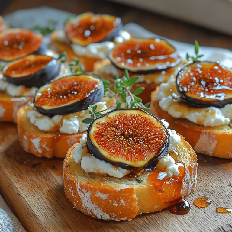 There’s something undeniably charming about serving Roasted Fig & Goat Cheese Crostini at gatherings, whether they are elegant soirées, festive holiday parties, or casual get-togethers with friends. This appetizer encapsulates the perfect blend of sophistication and simplicity, making it an ideal choice for any occasion. Imagine the delightful combination of sweet, caramelized figs mingling with the creamy, tangy notes of goat cheese, all atop crunchy slices of toasted baguette. Each bite is a harmonious interplay of textures and flavors that not only tantalizes the taste buds but also elevates the dining experience.