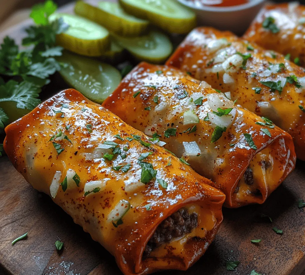 In the ever-evolving world of culinary artistry, the blending of diverse cultural cuisines has given rise to a plethora of exciting flavors and textures. One such delightful fusion that has captured the hearts (and stomachs) of food lovers everywhere is the Air Fryer Cheeseburger Egg Rolls. This innovative dish takes the classic American cheeseburger—beloved for its juicy patties and gooey cheese—and wraps it in a crispy egg roll shell. The result? A fun, portable snack or appetizer that delivers all the familiar flavors of a cheeseburger in a new and exciting form.
