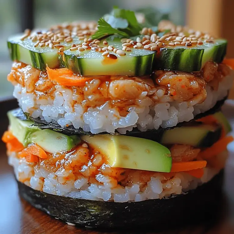 In recent years, onigirazu, often referred to as "rice burgers," have surged in popularity among food enthusiasts seeking a delightful meal that marries the best aspects of sushi and sandwich culture. This innovative dish combines fresh, high-quality ingredients with an eye-catching presentation, making it a perfect choice for lunch, dinner, or even a quick snack. The Best Ever Spicy Tuna Onigirazu encapsulates this trend, featuring a harmonious blend of spicy tuna filling, crisp vegetables, and perfectly seasoned sushi rice, all enveloped in a sheet of nori. Not only does this dish delight the taste buds, but it also packs a nutritional punch, making it a great option for anyone looking to enjoy a balanced meal.