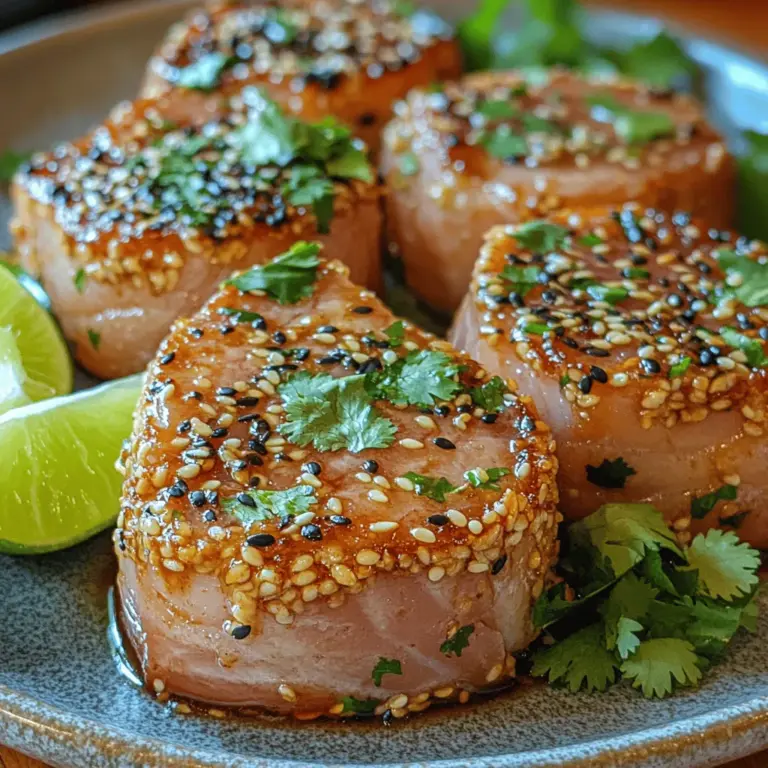 Ahi tuna, known for its rich flavor and buttery texture, has become a favorite among chefs and home cooks alike. This stunning fish, often served seared or raw, is a staple in many seafood dishes, particularly in Hawaiian and Japanese cuisines. Ahi tuna—more commonly referred to as yellowfin tuna—is celebrated not just for its taste but also for its versatility, lending itself to a variety of cooking techniques and flavor profiles. One such delightful preparation is sesame-crusted ahi tuna, a dish that captures the essence of the ocean while adding a nutty crunch that elevates the entire experience.