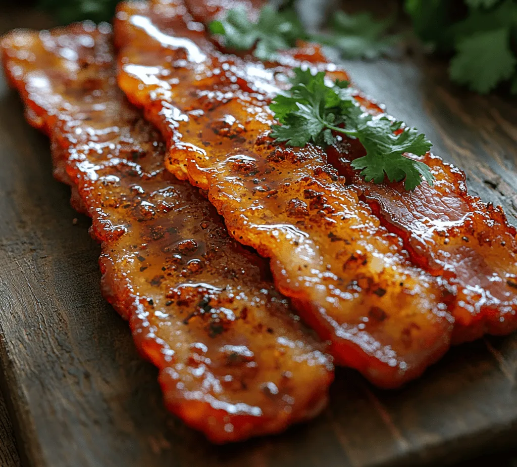 Bacon has long been a favorite among food lovers, cherished for its rich flavor and crispy texture. Originating from different cultures around the world, bacon comes in many forms, but the most popular is undeniably the American-style bacon that we use in this recipe. The culinary world has witnessed a renaissance in bacon-based dishes over the years, with chefs and home cooks alike experimenting with innovative flavors and cooking techniques. The art of glazing bacon, in particular, has gained traction, allowing for a harmonious blend of flavors that transform this breakfast staple into something extraordinary.