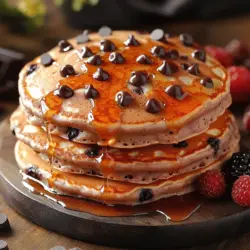 Start your day off on a delectable note with our Choco-Licious Fluffy Pancakes, a delightful twist on the traditional breakfast staple. These pancakes are not just your average morning meal; they represent a harmonious blend of comfort and indulgence, where light and airy textures meet the rich, decadent flavor of semi-sweet chocolate chips. Whether it’s a special occasion or simply a leisurely weekend brunch, this recipe is designed to be quick and easy, allowing you to whip up a batch of these mouthwatering pancakes in no time.