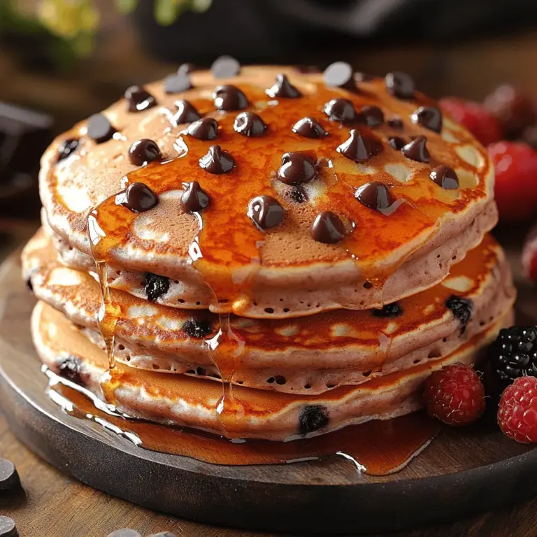 Start your day off on a delectable note with our Choco-Licious Fluffy Pancakes, a delightful twist on the traditional breakfast staple. These pancakes are not just your average morning meal; they represent a harmonious blend of comfort and indulgence, where light and airy textures meet the rich, decadent flavor of semi-sweet chocolate chips. Whether it’s a special occasion or simply a leisurely weekend brunch, this recipe is designed to be quick and easy, allowing you to whip up a batch of these mouthwatering pancakes in no time.