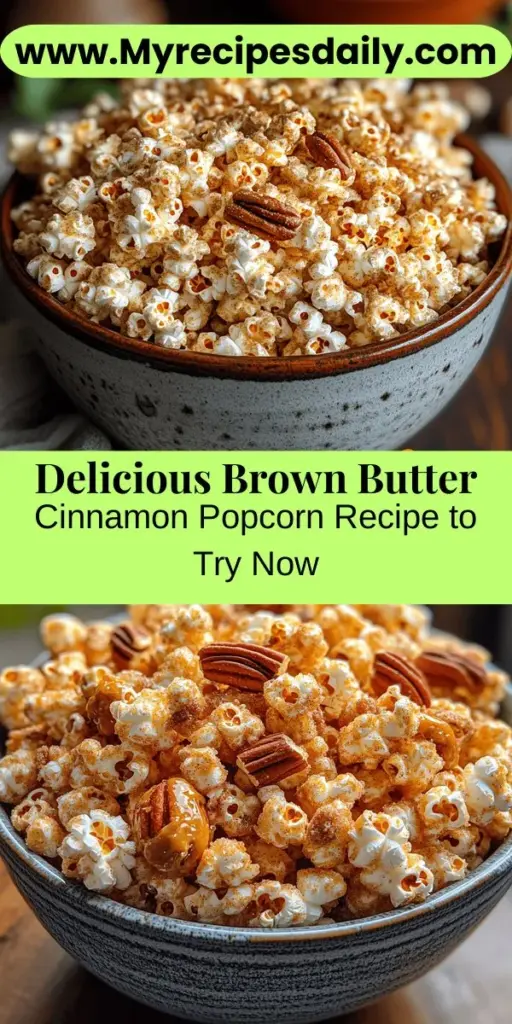Discover a delicious twist on popcorn with this Brown Butter Cinnamon Popcorn recipe that takes your snacking game to a whole new level. The nutty flavor of brown butter combined with warm cinnamon and a hint of sweetness from brown sugar creates an irresistible gourmet treat. Perfect for movie nights or cozy evenings, this popcorn is easy to make and can be customized with your favorite nuts for added texture. Explore the delightful world of flavors and elevate your popcorn experience tonight!