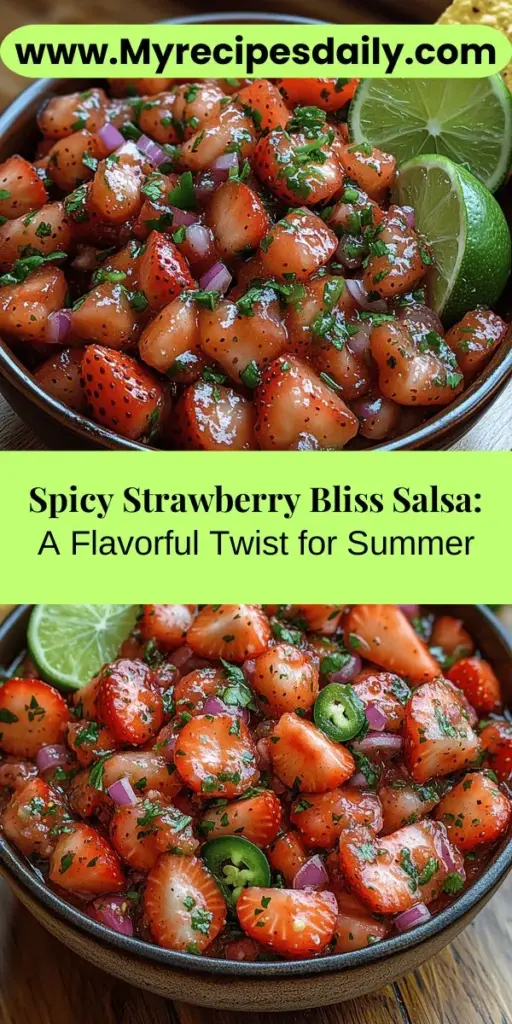 Discover the vibrant fusion of sweet and spicy with Spicy Strawberry Bliss Salsa! This refreshing dish combines fresh strawberries and fiery jalapeños, creating a unique flavor experience that's perfect for any occasion. Enjoy it with tortilla chips, drizzle over grilled meats, or use as a topping for burgers and tacos. Simple to make and bursting with nutrients, this salsa elevates your meals while offering a healthy twist. Embrace the joy of delicious, flavorful eating!