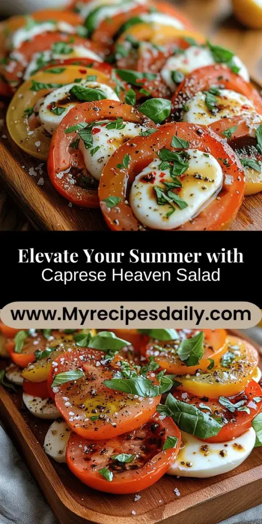 Discover the art of creating a stunning Caprese Heaven salad, an elevated take on the classic Italian dish. This refreshing salad showcases the vibrant flavors of heirloom tomatoes, creamy buffalo mozzarella, and fragrant basil, all enhanced by high-quality extra-virgin olive oil and aged balsamic vinegar. Learn about the key ingredients, their nutritional benefits, and how to present this dish beautifully. Perfect for summer gatherings or light meals, it’s a celebration of simplicity and freshness that will transport your taste buds straight to Italy.