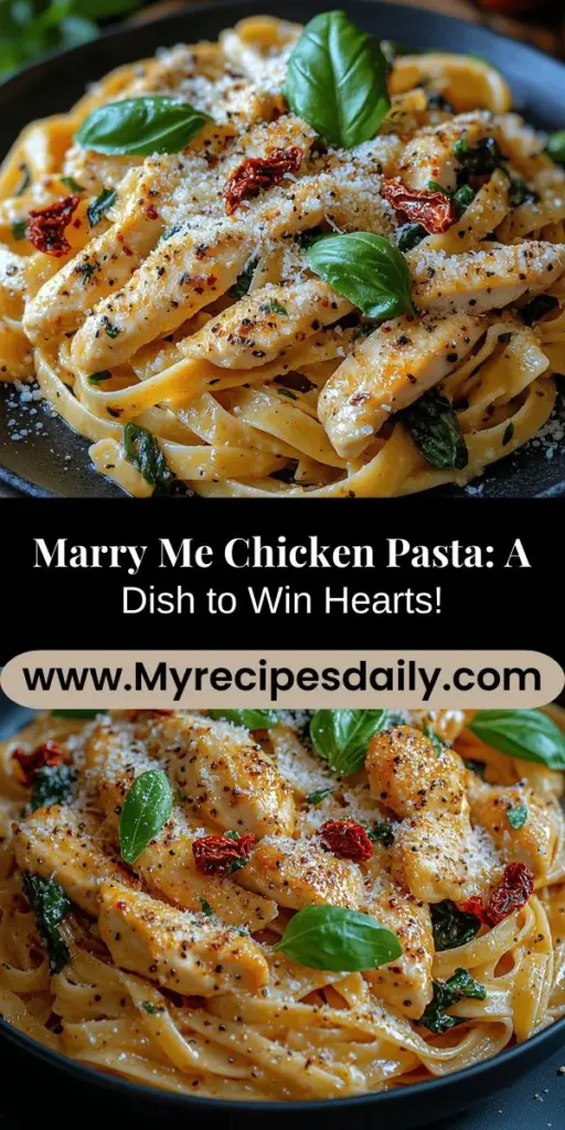 Indulge in the delightful flavors of Irresistible Marry Me Chicken Pasta—a creamy and comforting dish that combines tender chicken, sun-dried tomatoes, and fresh spinach in a rich sauce. Perfect for special occasions or cozy family dinners, this recipe is bound to impress. Discover the secret to its name, how to craft a delicious sauce, and tips for presentation. Each bite is a celebration of taste and love, making it the ultimate meal for creating lasting memories.