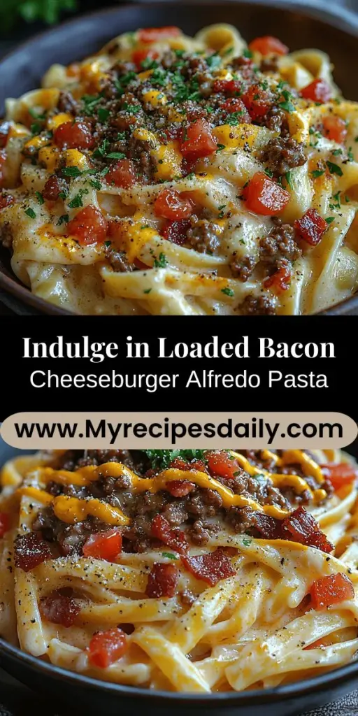 Indulge in the ultimate fusion meal with Loaded Bacon Cheeseburger Alfredo Pasta! This delicious dish combines creamy Alfredo sauce with hearty ground beef, crispy bacon, and fresh toppings like diced tomatoes and pickles. Perfect for family dinners or cozy nights in, this pasta is not just a meal but an experience that delights every palate. Get ready to impress your guests and satisfy your cravings with this unique culinary creation that marries the best of Italian and American flavors.