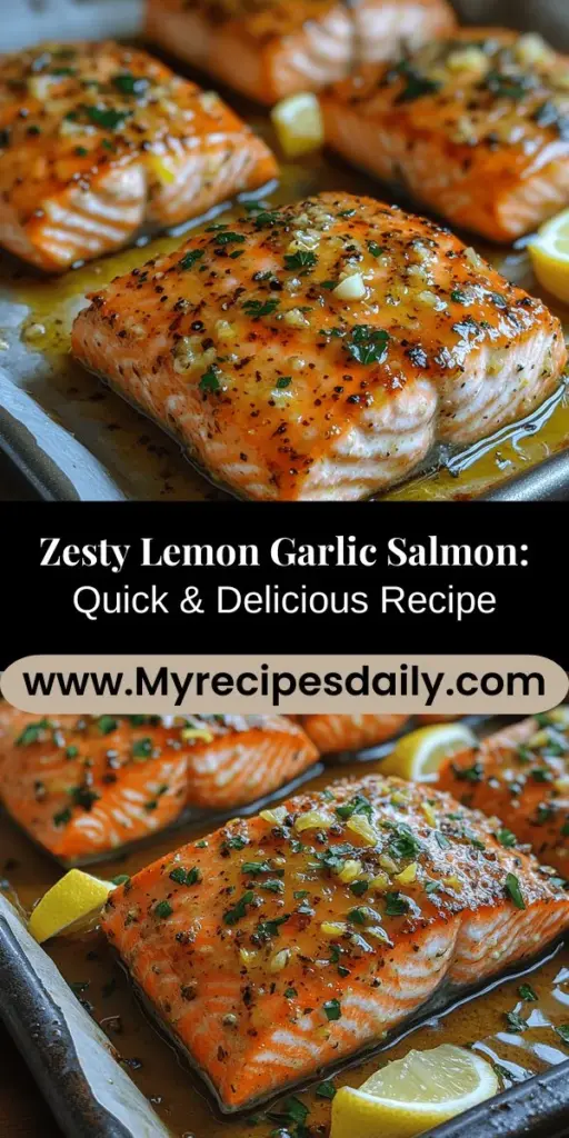 Discover the deliciousness of Zesty Baked Lemon Garlic Salmon with this effortless recipe that transforms a busy weeknight into a gourmet dining experience. Packed with omega-3 fatty acids, high-quality protein, and essential nutrients, this dish is both healthy and flavorful. With just 15-20 minutes of prep and cook time, you can impress your family or guests with a meal that combines the zesty brightness of lemon and the richness of fresh salmon. Perfect for any occasion!