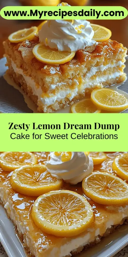 Discover the joy of baking with the Zesty Lemon Dream Dump Cake, a simple yet delightful dessert perfect for any occasion. This scrumptious cake combines the bright, refreshing flavors of lemon with creamy textures for a treat that will impress your guests. With easy preparation—just mix, layer, and bake—you can create a show-stopping dessert in no time. Ideal for family gatherings or special celebrations, this cake is sure to bring sunshine to any table.