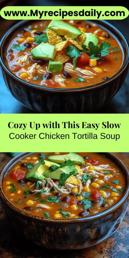 Transform your chilly evenings with Cozy Slow Cooker Chicken Tortilla Soup. This delightful recipe combines tender chicken, vibrant vegetables, and a medley of spices, simmered to perfection for maximum flavor. Simply layer your ingredients in the slow cooker and let it work its magic while you go about your day. With a finish of crispy tortilla strips, avocado, and cheese, this hearty soup offers comfort and nutrients while being adaptable to fit any dietary needs. Enjoy a warm bowl of this iconic dish that brings the taste of Mexico to your kitchen, perfect for family gatherings or cozy nights in.