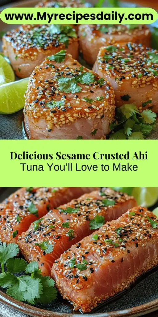 Discover the art of cooking with our Sesame Crusted Ahi Tuna recipe, a delicious blend of rich flavors and textures. This dish features fresh ahi tuna coated in crunchy black and white sesame seeds, enhanced by a flavorful marinade. Learn about the nutritional benefits of both ahi tuna and sesame seeds, making it a healthy choice for dinner. Perfect for a special occasion or a cozy weeknight meal, this recipe is sure to impress with its elegance and taste.