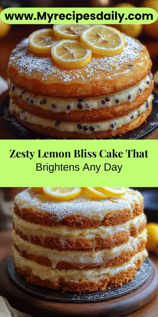 Bring a taste of sunshine to your dessert table with this Zesty Lemon Bliss Cake! Bursting with vibrant lemon flavor, this cake features a light and fluffy texture that makes it perfect for any occasion. Easy to make using fresh ingredients, this recipe is great for bakers of all skill levels. Enjoy a slice at brunch, celebrations, or whenever you need a refreshing treat. Follow the steps and impress your family and friends with this delightful dessert!