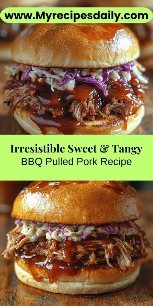 Discover the ultimate Sweet & Tangy BBQ Pulled Pork recipe that brings comfort and flavor to any occasion. Made with tender pork shoulder and a perfect blend of spices, this dish shines in summer cookouts and family gatherings. Slow-cooked to perfection, the rich flavors from homemade BBQ sauce balance sweetness and tanginess, making it a crowd favorite. Enjoy it in sandwiches with refreshing slaw, pickles, or jalapeños. Perfect for busy nights or entertaining, this recipe is sure to impress.