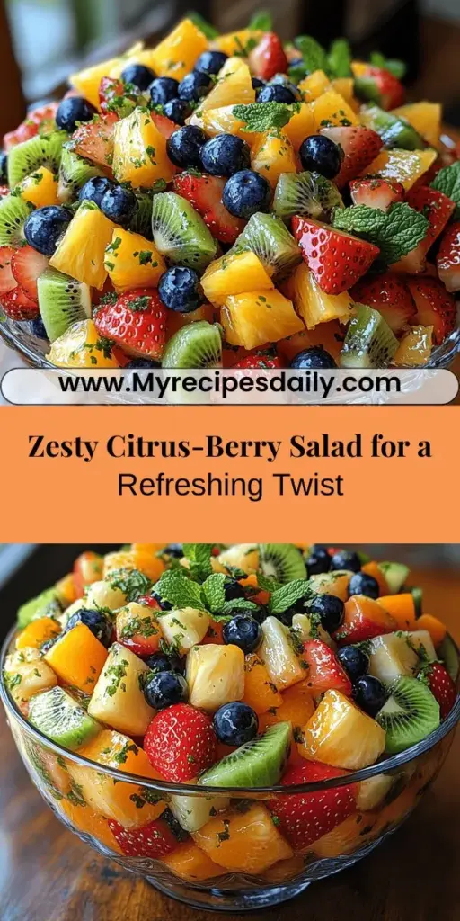 Discover the refreshing delight of Zesty Citrus-Berry Fruit Salad, a perfect dish for any occasion! This vibrant salad combines the sweetness of strawberries and blueberries with zesty citrus fruits, creating a flavorful and nutritious treat. Packed with vitamins and antioxidants, it’s not only a feast for the eyes but also great for your health. Get inspired to whip up this easy and customizable recipe that brings bursts of freshness to your table!