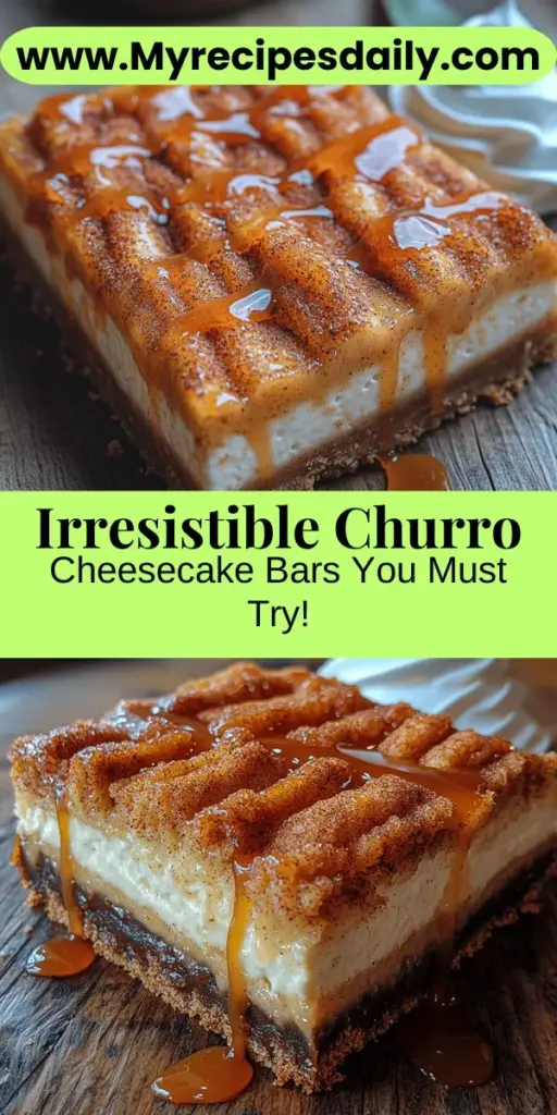 Indulge your sweet tooth with Churro Cheesecake Bars, a delightful dessert that perfectly combines the classic flavors of churros with rich cheesecake. Enjoy a crunchy graham cracker crust topped with a velvety cheesecake layer, all finished with a sprinkle of cinnamon sugar for that authentic churro experience. Perfect for any occasion, these bars are sure to impress family and friends while satisfying your cravings for something uniquely delicious. Discover how to make this irresistible fusion treat today!