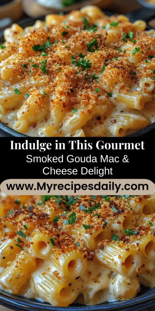 Discover the ultimate comfort food upgrade with this Smoked Gouda Mac & Cheese Extravaganza! This dish combines creamy smoked Gouda and sharp cheddar for a rich, complex flavor profile. With its tender macaroni, velvety cheese sauce, and a crispy panko topping, every bite is a delight. Perfect for family dinners or gatherings, this gourmet twist on a classic macaroni and cheese is sure to impress. Embrace your culinary creativity and enjoy a deliciously nostalgic meal that brings warmth and satisfaction.