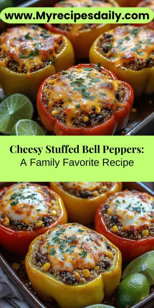 Discover the delicious world of cheesy stuffed bell peppers with this adaptable and nutritious recipe! Perfect for any meal, these vibrant veggies are packed with goodness from fresh bell peppers, quinoa or brown rice, black beans, corn, and a mix of mouth-watering cheeses. Easy to prepare and visually appealing, they’re great for weeknight dinners or impressing guests. Elevate your dining experience with wholesome flavors that everyone will love—healthy never tasted so good!