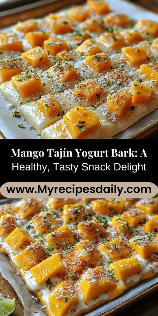 Discover the refreshing delight of Mango Tajín Yogurt Bark, a healthy snacking option that's simple to prepare and packed with nutrition. This innovative recipe combines creamy Greek yogurt with sweet ripe mango and zesty Tajín seasoning for a unique flavor experience. Ideal as a snack or light dessert, it offers protein, probiotics, and essential vitamins. Customize it with your favorite toppings for a fun, guilt-free treat that will impress everyone!