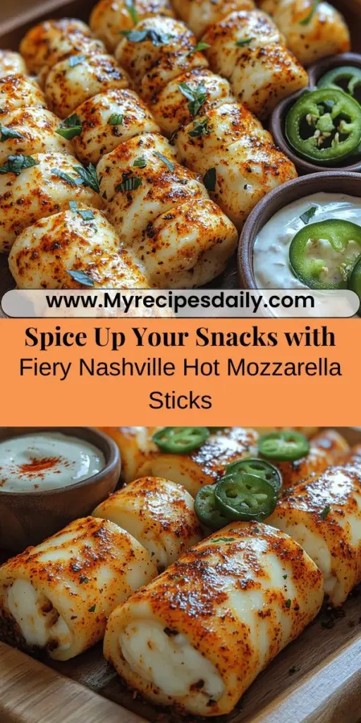 Experience a flavorful twist on a classic with these Fiery Nashville Hot Mozzarella Sticks! This recipe combines gooey mozzarella and a crunchy coating with the bold, spicy flavors of Nashville hot seasoning. Perfect for parties or a cozy night in, each bite delivers a satisfying crunch and a spicy kick. Discover tips for creating the ideal coating, frying techniques, and fun dipping sauce ideas to elevate your snack game. Indulge in this delicious fusion of comfort food and Southern flair!