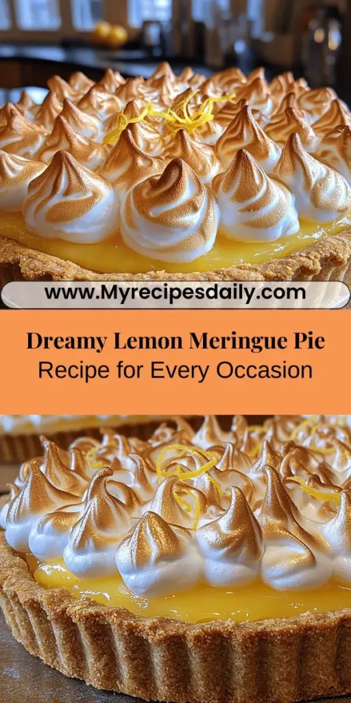 Discover the joy of baking with this Ultimate Lemon Meringue Pie recipe! This classic dessert features a tangy lemon filling paired with a sweet, fluffy meringue, delivering a delightful balance of flavors in every bite. Learn to create a perfect graham cracker crust, luscious lemon filling, and airy meringue topping that will impress your family and friends. Whether for special occasions or a simple treat, this pie is a sweet reminder of the magic of homemade desserts.