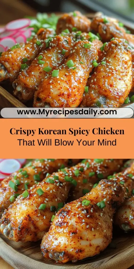 Discover the exciting flavors of Crispy Korean Spicy Chicken Explosion, a delicious twist on traditional fried chicken that combines crunchy texture with bold, spicy goodness. This recipe features marinated chicken in a delectable blend of buttermilk, gochujang, soy sauce, garlic, and ginger, ensuring a juicy interior and crispy exterior. Perfect for impressing friends and family, this dish captures the essence of Korean cuisine in every bite. Get ready for a culinary adventure that will have everyone asking for seconds!
