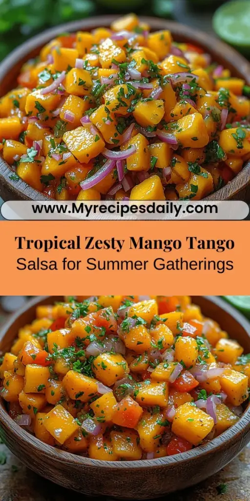 Discover the vibrant world of Zesty Mango Tango Salsa, a refreshing blend that captures the essence of summer. This versatile salsa, made with ripe mango, crunchy red onion, spicy jalapeño, and zesty lime juice, elevates any dish from grilled meats to fish tacos. Perfect for backyard barbecues or enhancing weeknight dinners, this simple recipe is bursting with flavor and freshness. Experience the joy of crafting this tropical delight and let your culinary creativity shine!
