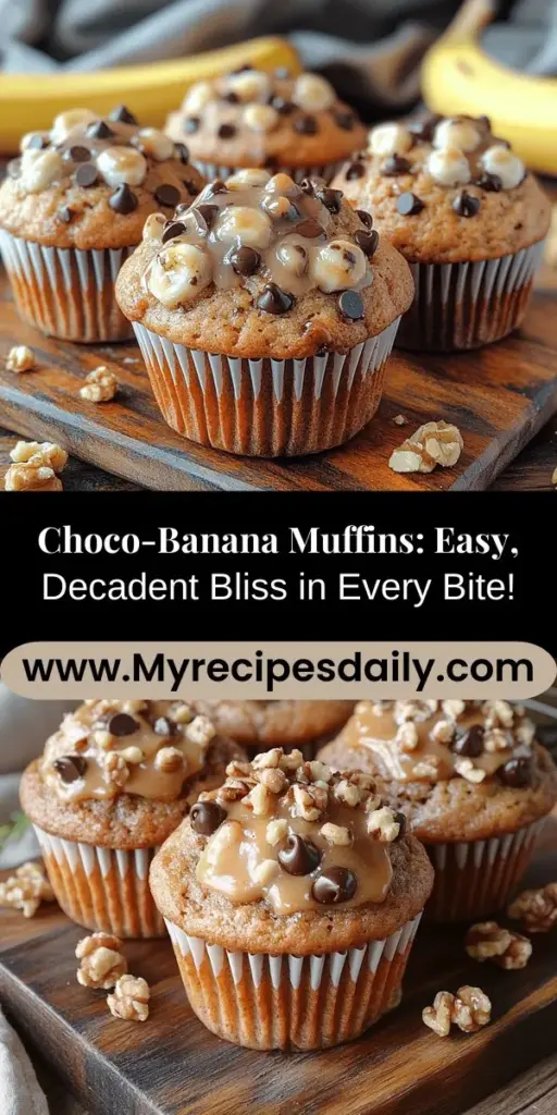 Indulge in the deliciousness of Choco-Banana Bliss Muffins! These delightful treats perfectly blend rich chocolate with the natural sweetness of ripe bananas, making them ideal for breakfast or snacks. Easy to make with simple ingredients, they offer a burst of flavor in every bite. Enjoy the comforting aroma of freshly baked muffins in your kitchen and discover how this versatile recipe can become a family favorite. Perfectly moist and wonderfully satisfying, you won’t want to miss out!