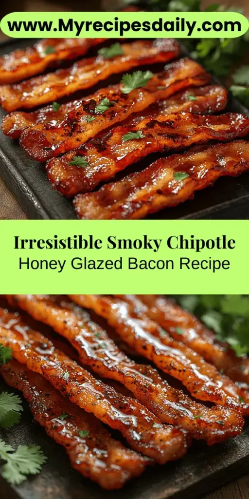 Indulge in the irresistible flavors of Smoky Chipotle Honey Glazed Bacon, a dish that transforms a classic favorite into a sweet, spicy, and smoky delight. Perfect for breakfast or brunch, this recipe features thick-cut bacon generously coated in a mouthwatering glaze made from honey, chipotle peppers, and Worcestershire sauce. Enjoy it as a standout snack, topping for salads, or part of your favorite sandwich. Elevate your meals with this delicious twist on traditional bacon!